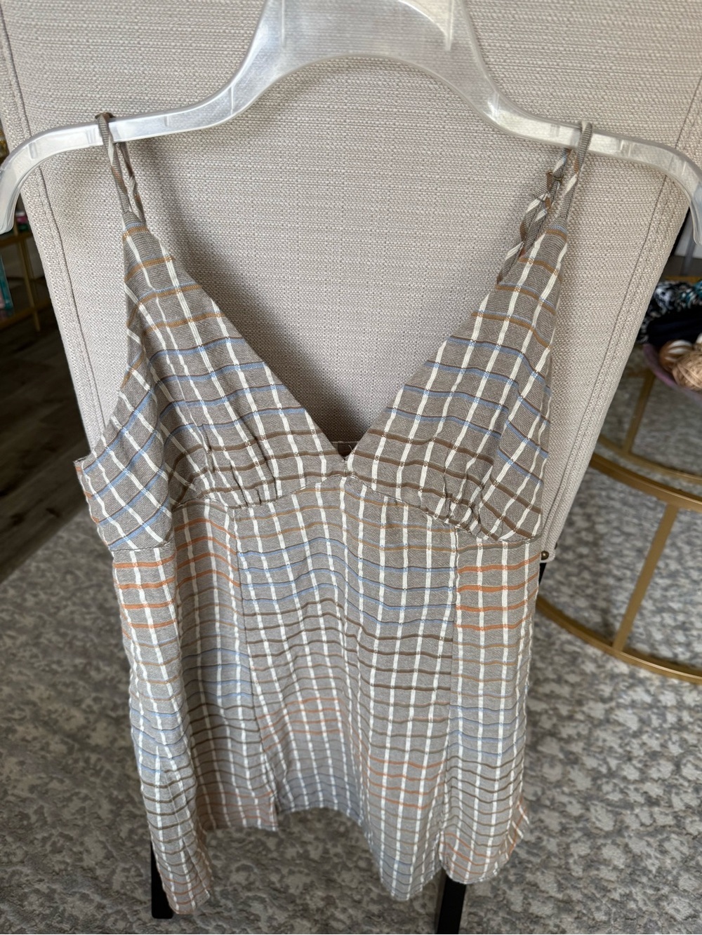 Free People Better Together Plaid Blazer & Mini Dress Set Taupe Cotton Size M - Picture 10 of 15